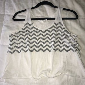 PINK white and silver sequence tank top.